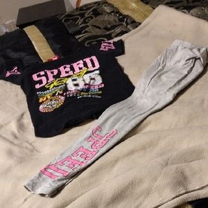 Black and Gray Speed Graphic Tee and Joggers Set